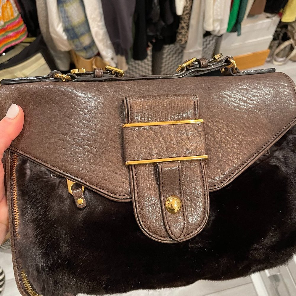 Dark Brown Faux Fur Handbag NWOT